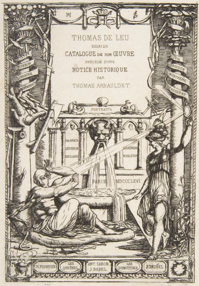 Frontispiece for the Catalogue of the Work of Thomas De Leu (1866) by Charles Meryon