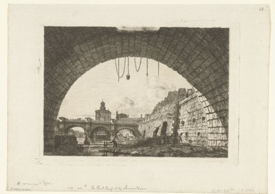 View of Pont-Neuf from Under the Arch of Pont-au-Change in Paris by Charles Meryon