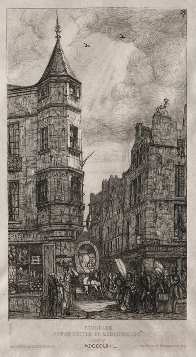 House with a Turret, No. 22 Street of the School of Medicine by Charles Meryon