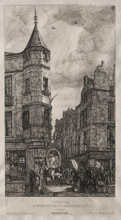 House with a Turret, No. 22 Street of the School of Medicine by Charles Meryon