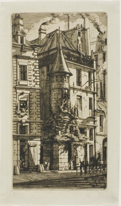 House with a Turret, rue de la Tixeranderie by Charles Meryon