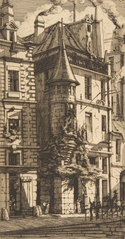 House with a Turret, rue de la Tixeranderie, Paris by Charles Meryon