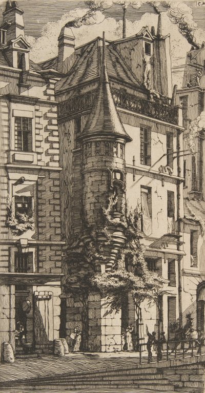 House with a Turret, rue de la Tixeranderie, Paris, 1852 by Charles Meryon