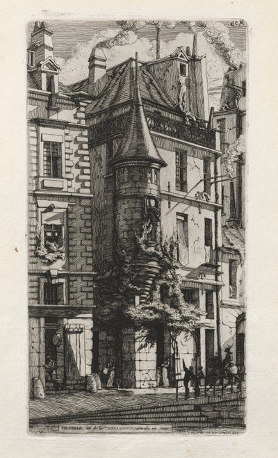 House with a Turret, rue de la Tixeranderie, Paris by Charles Meryon