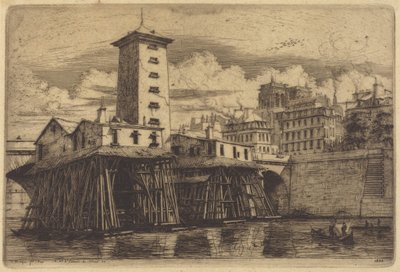 The Notre-Dame Pump, Paris by Charles Meryon