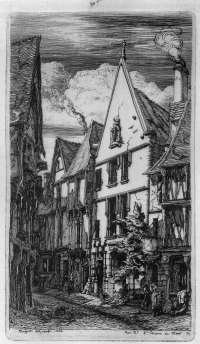 The Street of Toiles in Bourges by Charles Meryon