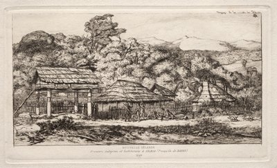 Native Barns and Huts at Akaroa, Banks