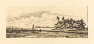 Oceania: Fishing, Near Islands with Palms in the Uea or Wallis Group by Charles Meryon