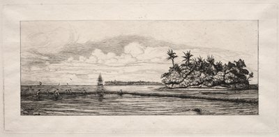 Oceania: Fishing near Islands with Palms in the Uea or Wallis Group by Charles Meryon