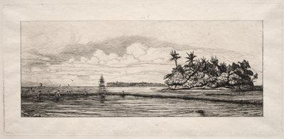 Oceania: Fishing near Islands with Palms in the Uea or Wallis Group by Charles Meryon
