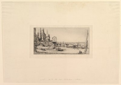 Passerelle du Pont-au-Change after the Fire of 1621 by Charles Meryon