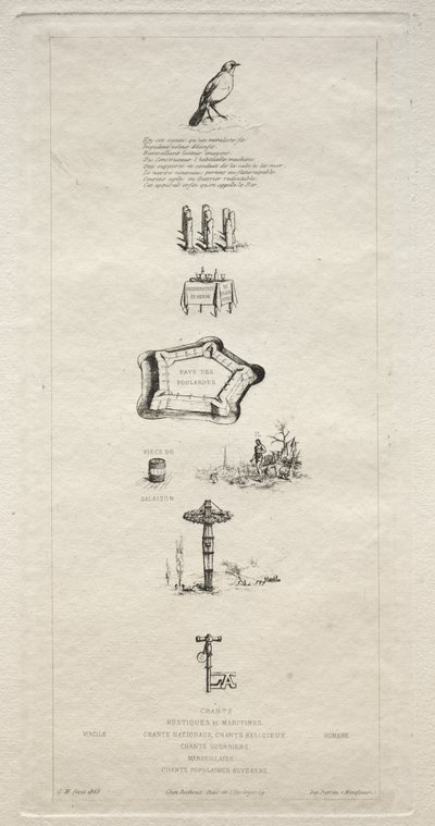Rebus: Beranger Was Not Really Strong for He Never Had the Key to the Fields by Charles Meryon
