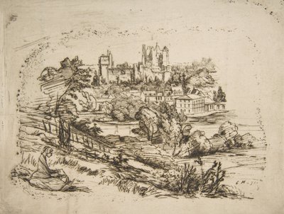Ruins of the Château de Pierrefonds, after Viollet-le-Du..., 1858 by Charles Meryon