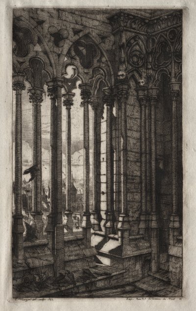 Etchings of Paris: The Gallery of Notre Dame by Charles Meryon