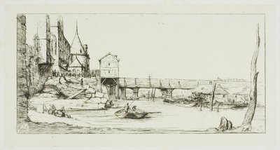 The Footbridge Temporarily Replacing the Pont-au-Change, Paris, After the Fire of 1621 by Charles Meryon