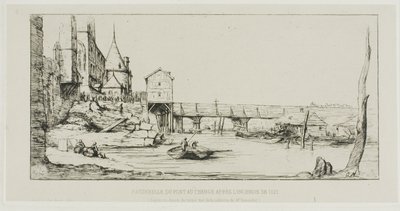 The Footbridge Temporarily Replacing the Pont-au-Change, Paris, After the Fire of 1621 by Charles Meryon