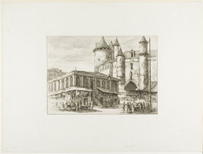 The Grand Châtelet, Paris, c. 1780, after an earlier drawing by Charles Meryon