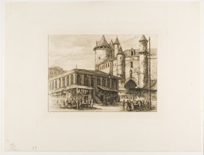 The Grand Châtelet, Paris, c. 1780, after an earlier drawing by Charles Meryon