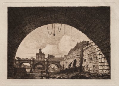 The New Bridge and the Samaritaine Seen from Under the First Arch by Charles Meryon