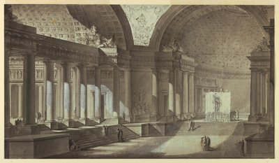 Architectural Fantasy: Temple of Athena Interior by Charles Michel Ange Challe