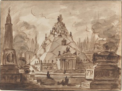 Architectural Fantasy with a Pyramidal Mausoleum by Charles Michel Ange Challe