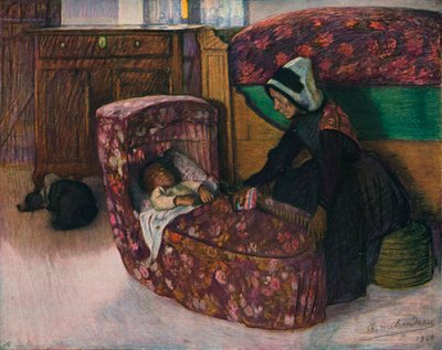 Mere Et Enfant, Interieur Vendeen by Charles Milcendeau