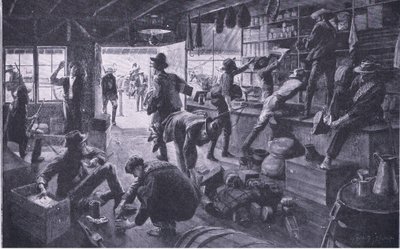 Boers looting a store in the Grange River property (illustration from After Pretoria: The Guerilla War) by Charles Mills Sheldon