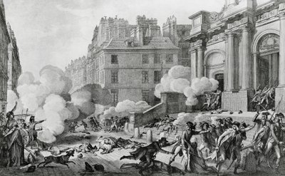 Napoleon Bonaparte quelling of Royalist revolt in front of Eglise Saint-Roch in Paris by Charles Monnet