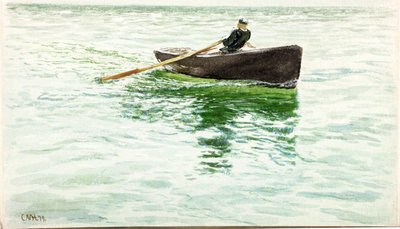 Man Rowing a Dinghy by Charles Napier Hemy