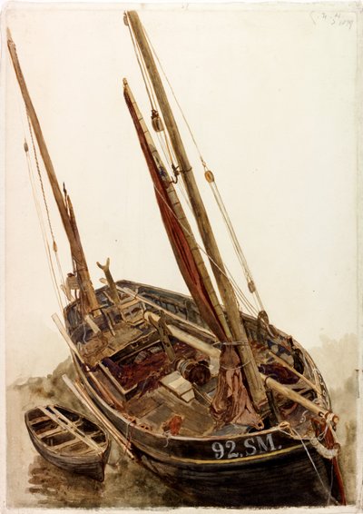 Study of a Fishing Boat and Dinghy by Charles Napier Hemy