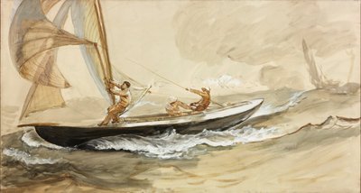 Study of a Racing Yacht by Charles Napier Hemy