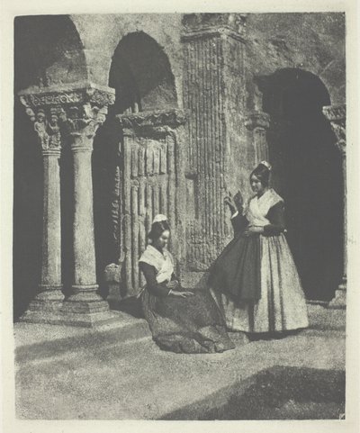 Two Arlesian Women in the Cloister of Saint-Trophime of Arles by Charles Nègre