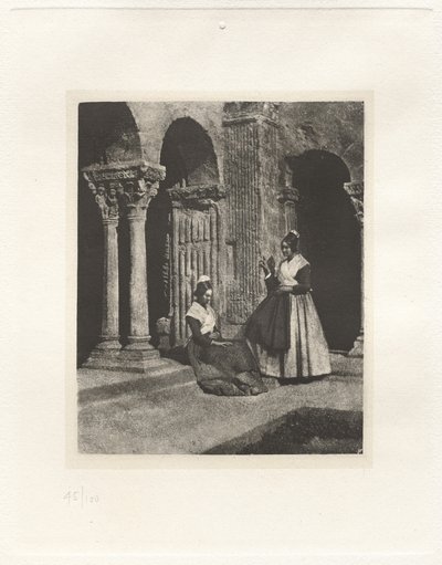 Two Arlesiennes in the Cloister of Saint-Trophime of Arles (Plate II) by Charles Nègre, André Jammes