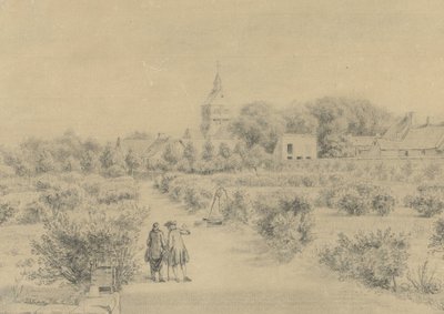View of the Village of Marigny (Vue de Clocher et partie du Village de Marigny prise du Salon du Château) by Charles Nicolas Cochin (II)