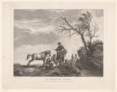 Travelers During a Stop (title on object: Accident de Voyage) by Charles Nicolas Cochin (II)