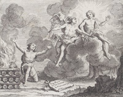 Apollo, Mercury, and the Shepherdesses, Fable X in La Motte, Fables Nouvelles, 1719 by Charles Nicolas Cochin