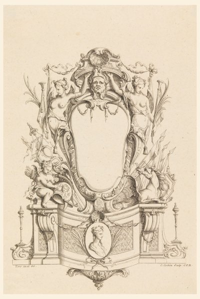 Design for Cartouche from "Cartouches Nouvellement Inventez" by Charles Nicolas Cochin the younger