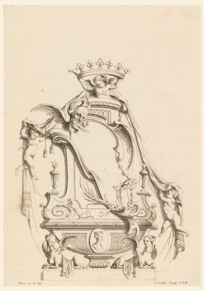 Design for Cartouche (from Cartouches Nouvellement Inventez) by Charles Nicolas Cochin the younger