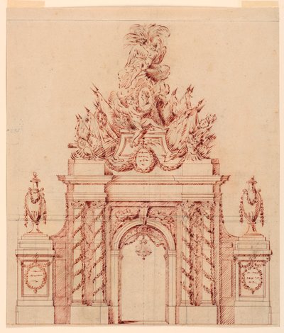 Design for a Painted Decoration in Honor of a French General Who Had Been Governor of a Crown Prince by Charles Nicolas Cochin the younger