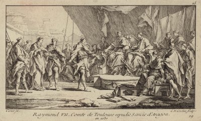 Raymond VII, Count of Toulouse, repudiating his wife, Sancha of Aragon by Charles Nicolas II Cochin