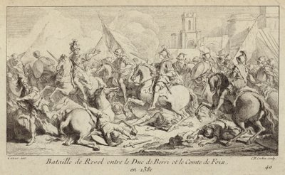 The armies of the Duke of Berry and the Count of Foix fighting at the Battle of Revel, France by Charles Nicolas II Cochin
