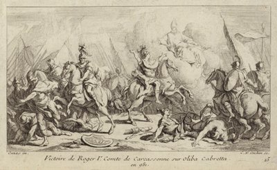 Victory of Roger I, Count of Carcassonne, over Oliba Cabreta, 981 by Charles Nicolas II Cochin