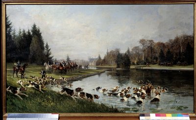 Hunt a Race: The Hallali of the Deer at the Pond of Sulvie, Hunt of the Duke of Aumale by Charles Oliver de Penne