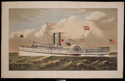 American paddle steamer City of Worcester Norwich Line for Boston via New London and Norwich by Charles Parsons