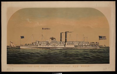 The Low Pressure Steamboat New World. Running on the Hudson River, between New York and Albany by Charles Parsons
