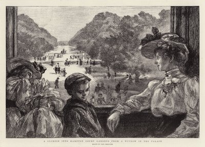 A Glimpse into Hampton Court Gardens from a Window in the Palace by Charles Paul Renouard