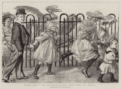 Dinner Time at the Zoological Gardens, Here comes the Keeper! by Charles Paul Renouard