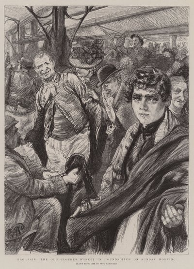 Rag Fair, the Old Clothes Market in Hounsditch on Sunday Morning by Charles Paul Renouard