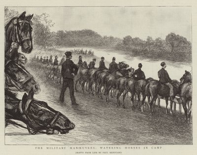 The Military Manoeuvres, Watering Horses in Camp by Charles Paul Renouard