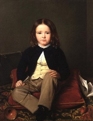 Portrait of a Boy Seated on a Cushion Holding a Horn by Charles Paulin Francois Matet